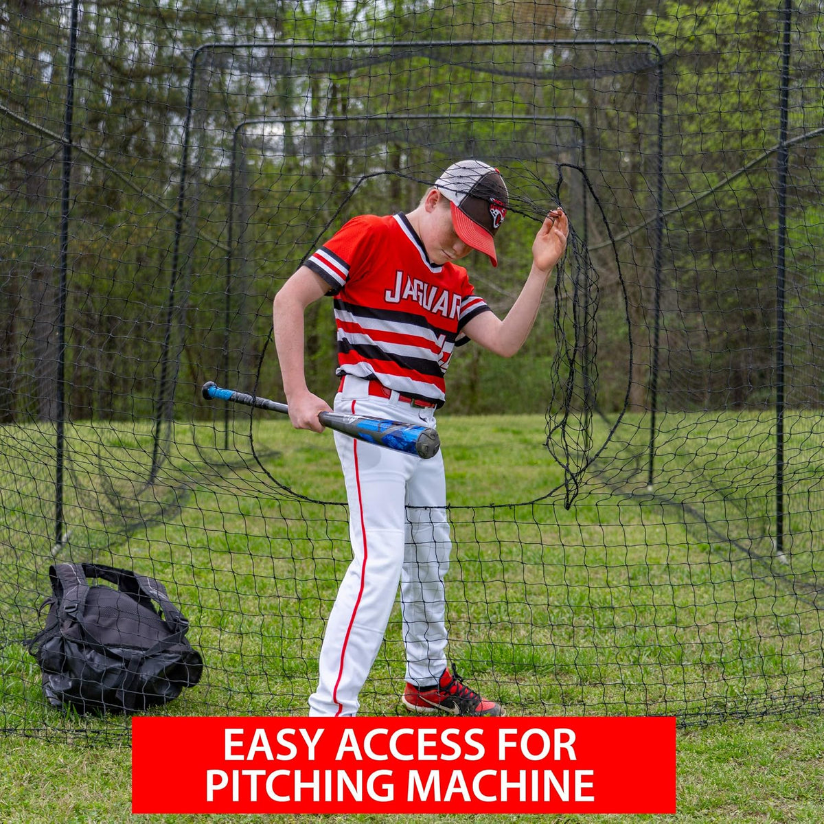 40 Foot Collapsable Batting Cage, Perfect Baseball Batting Cage, Softball Batting Cage, Complete Package with Frame and Netting. Freestanding Portable Batting Cage for Backyard