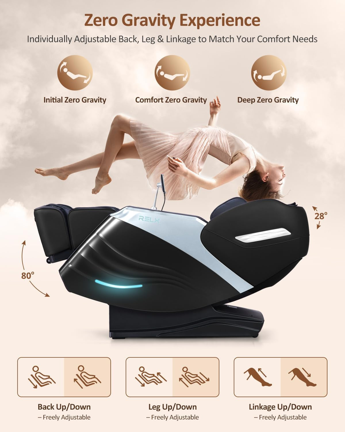 Massage Chair Full Body, 20 Modes Zero Gravity Sl-Track Shiatsu Massage Chair Built-In Heat System, Airbag Massage with Body Scan, Deep Yoga Stretch, Calfrest Extension and AI Control(Black)