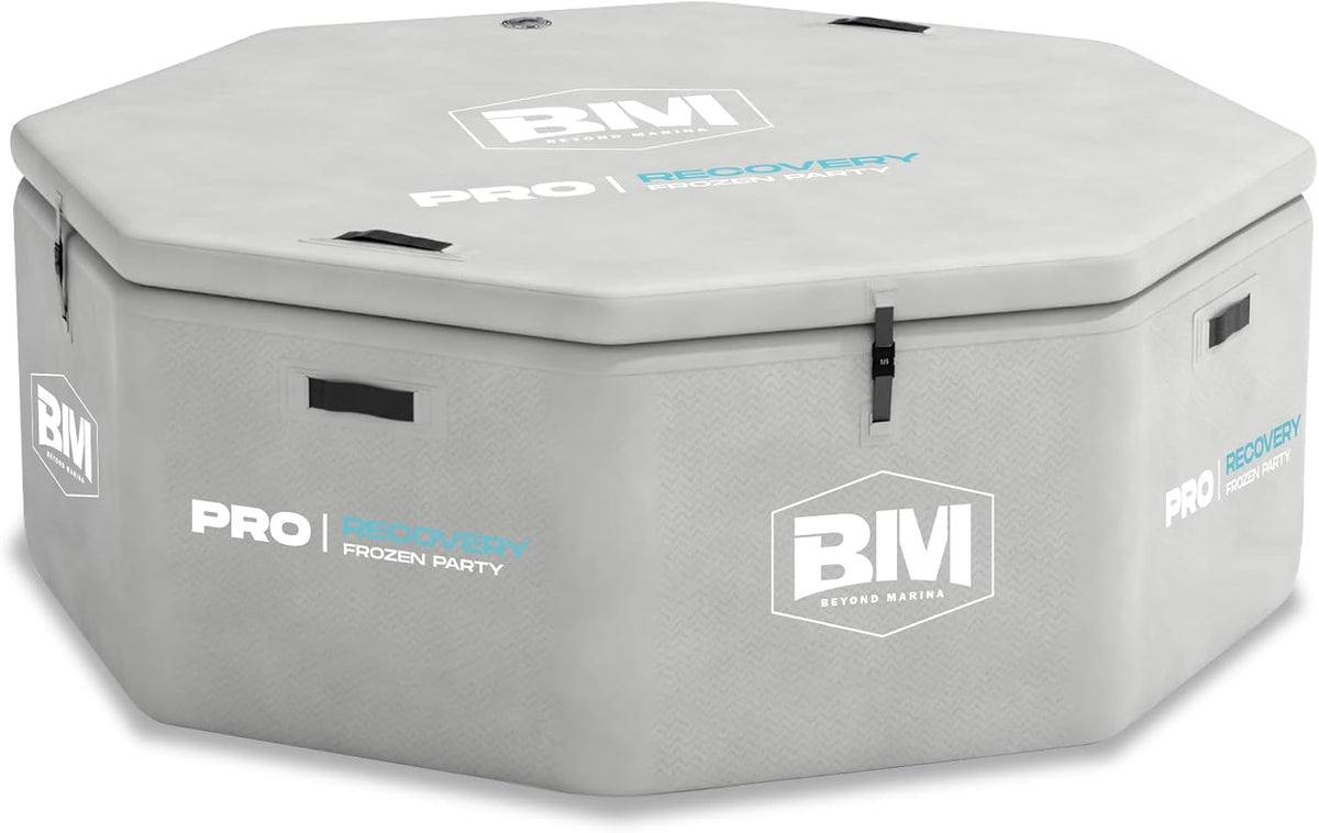 Inflatable Octagonal Ice Bath Tub for Groups, Party Cold Plunge Tub with Insulated Lid, Water Chiller Compatibility, EVA Groundsheet, Backpack, 660 Gallon, 78.74" L X 78.74" W X 27.56" H