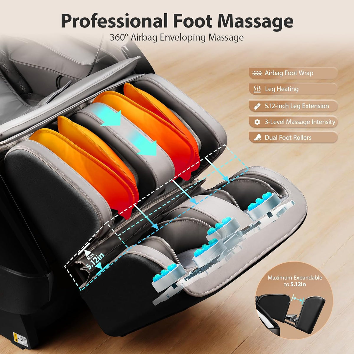 4D Massage Chair Full Body - 53.2" Ultra Long Sl-Track Massage Chair Zero Gravity Massage Recliner with Foot Roller, 10 Modes 6 Technique, 32 Airbags, 3 Core Heating, AI Voice, Yoga Stretch