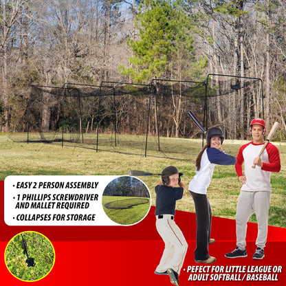 Full 40 and 60 Foot Batting Cage. Perfect Baseball Batting Cage, Softball Batting Cage, Complete Package with Frame and Netting