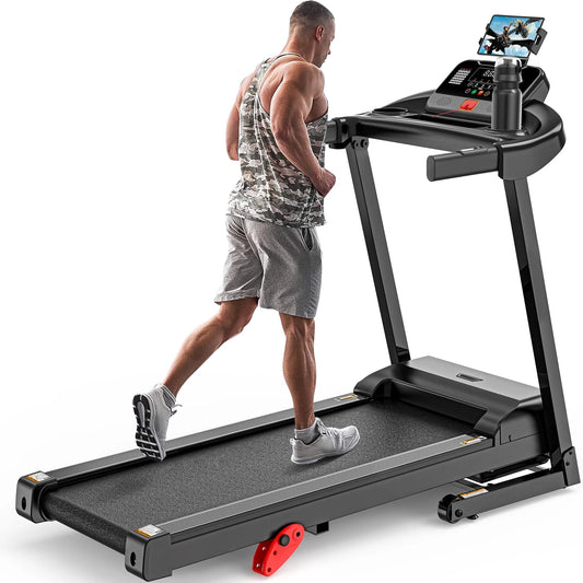 3.7HP Folding Treadmill for Home W/ APP Control, 300Lbs Capacity, Adjustable Incline, 64+7 Programs, Bluetooth Speakers, Electric Treadmill Running Machine, Knee Strap Gift