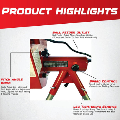 Sports Softball Pitching Machine with 9 Ball Automatic Feeder