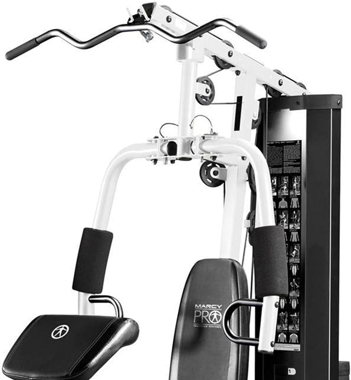 Home Gym Workout Station with Curl Pad, Lat Pulldown, Leg Developer & Weights, White