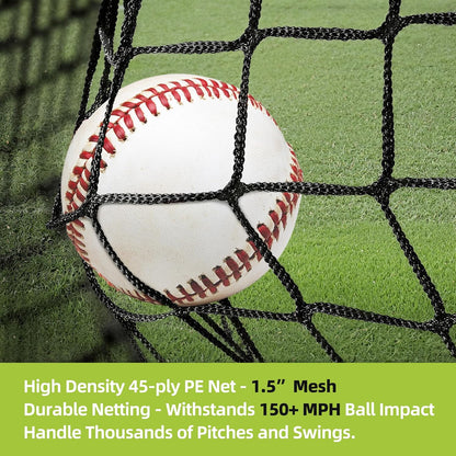 Mobile Baseball Batting Cage 24Ft, Portable Heavy-Duty Baseball Hitting Cage W/Wheels, Wheel-Based Softball Batting Cage, Fully Enclosed Batting Cage Tunnel Complete Kit W/Frame and Netting