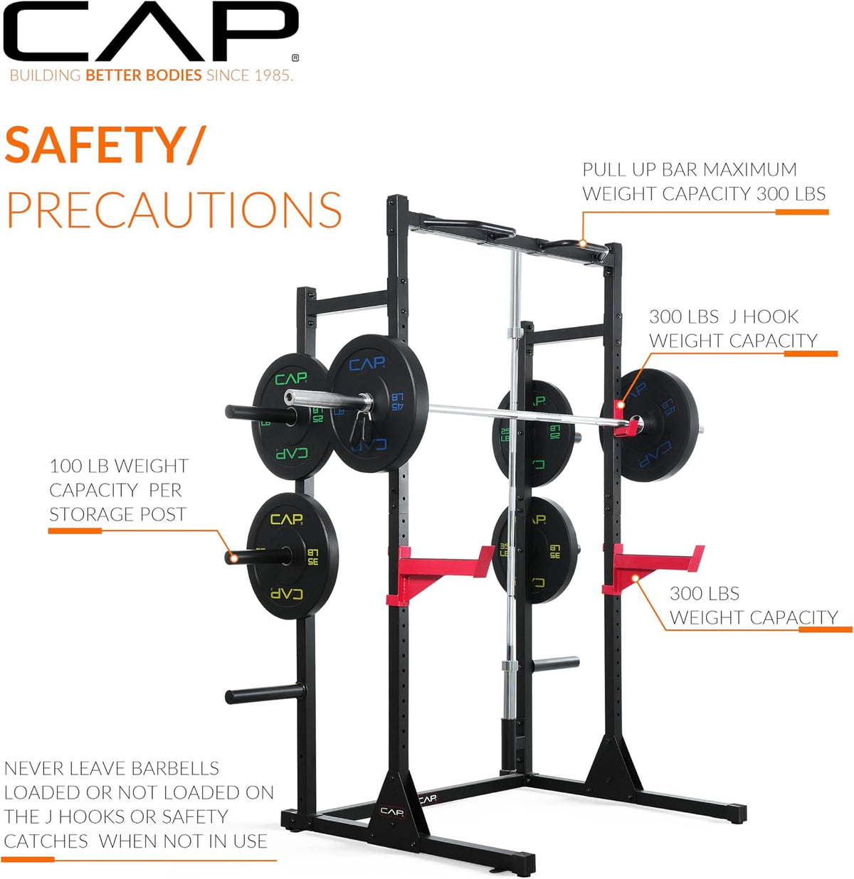 Barbell Power Rack with Pull up Bar & Attachments - Multiple Colors