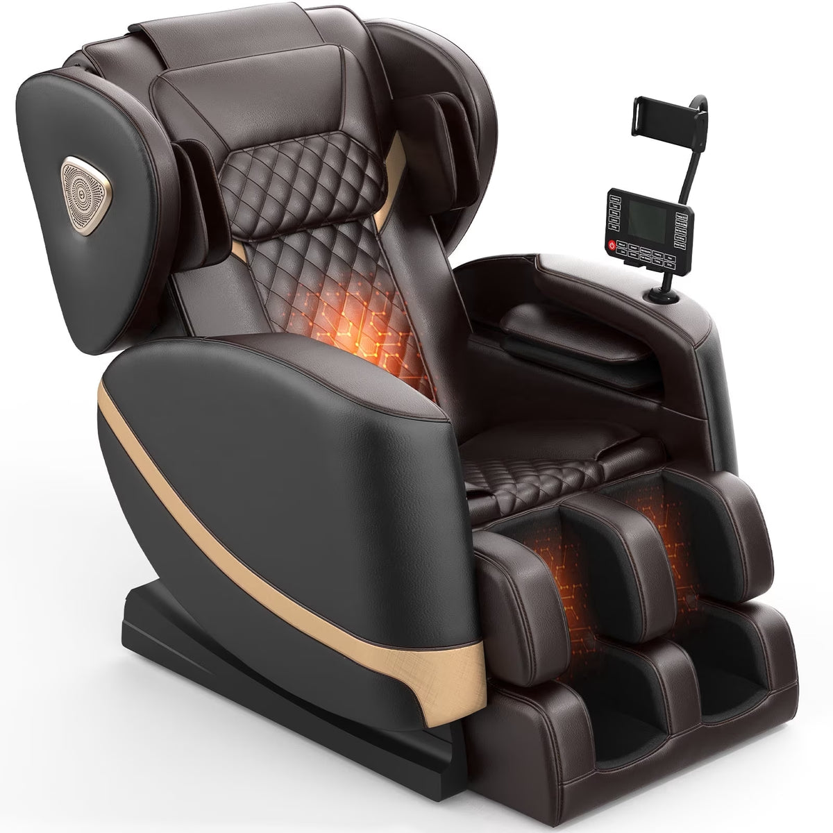 Massage Chair Full Body, Zero Gravity Massage Chair with 10 Fix Rollers, Heating, Foot Massage, Bluetooth Speaker, Touch Screen Controller, Fit Office and Home, Black