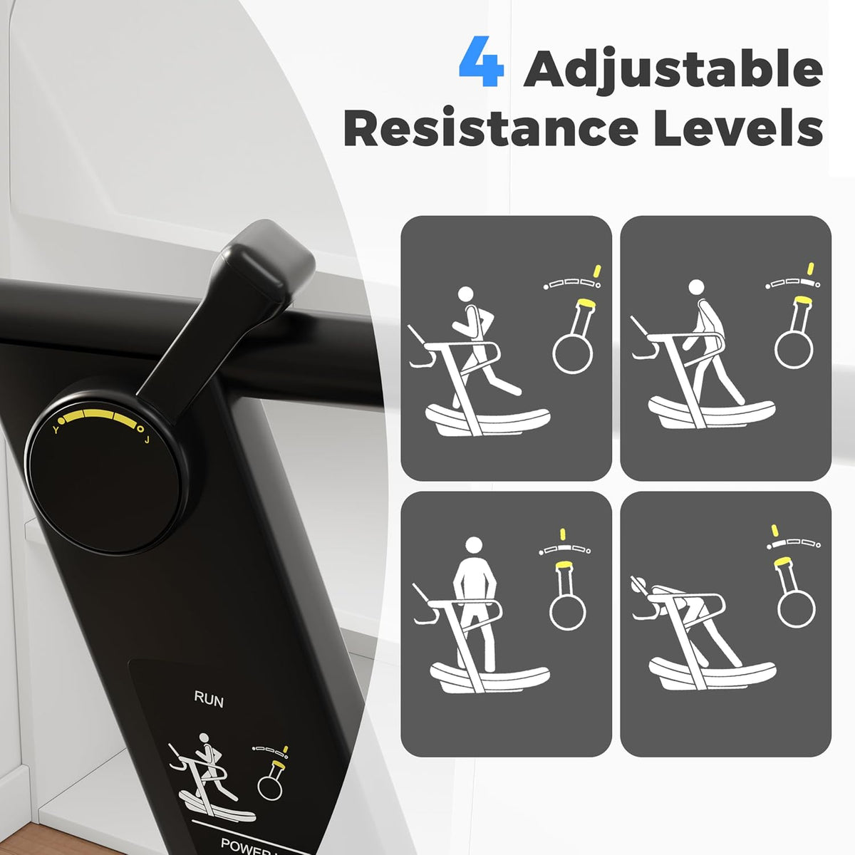 Sturdy Curved Manual Treadmill, Non Electric Motorized Treadmill | 4 Resistance Levels, Display Speed, Time, Distance, Calories, Easy Install, 440LBS Capacity, for Home/Gym/Hotel/Rehab (FBA)