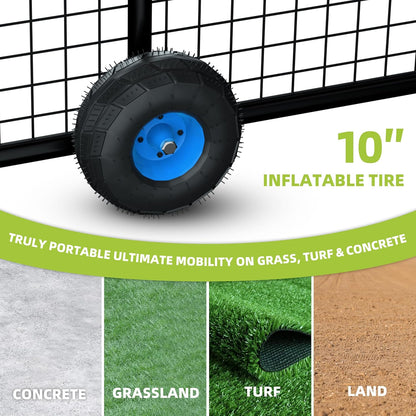 Mobile Baseball Batting Cage 24Ft, Portable Heavy-Duty Baseball Hitting Cage W/Wheels, Wheel-Based Softball Batting Cage, Fully Enclosed Batting Cage Tunnel Complete Kit W/Frame and Netting