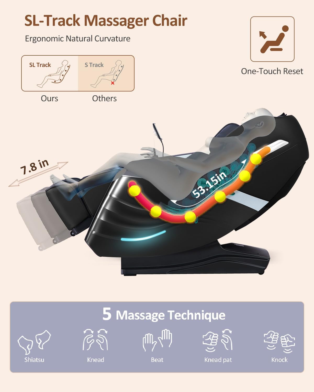 Massage Chair Full Body, 20 Modes Zero Gravity Sl-Track Shiatsu Massage Chair Built-In Heat System, Airbag Massage with Body Scan, Deep Yoga Stretch, Calfrest Extension and AI Control(Black)
