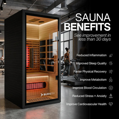 Burneek® Onyxeek: 1-Person Full-Spectrum Quartz Infrared Sauna
