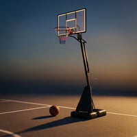 8-10 Ft. Adjustable Height Portable Basketball Hoop Basketball System with Basketball Hoop and Wheels — Studio Shot
