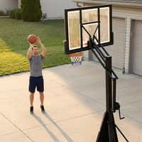 8-10 Ft. Adjustable Height Portable Basketball Hoop Basketball System with Basketball Hoop and Wheels — Lifestyle