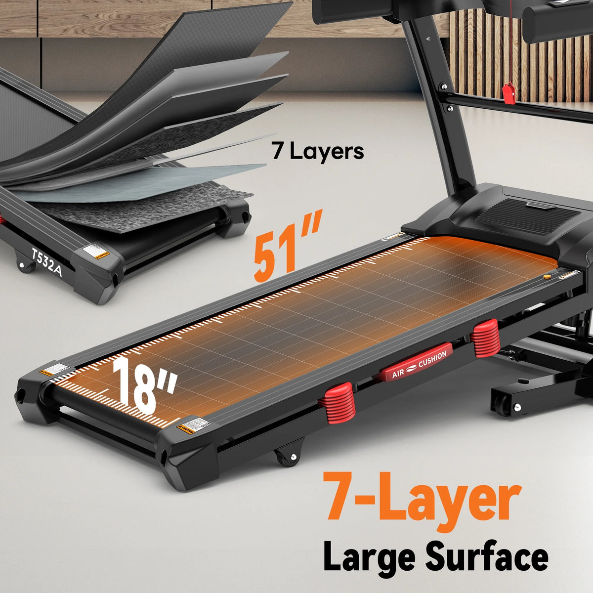 5.1HP Folding Treadmill for Home with 20% Auto Incline, 300-400 LB Capacity, Portable Foldable Treadmill, FREE APP Control, Adjustable Tablet Holder,12Mph Speed,71 Programs,Knee Straps Gift