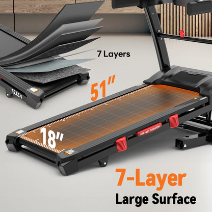 5.1HP Folding Treadmill for Home with 20% Auto Incline, 300-400 LB Capacity, Portable Foldable Treadmill, FREE APP Control, Adjustable Tablet Holder,12Mph Speed,71 Programs,Knee Straps Gift
