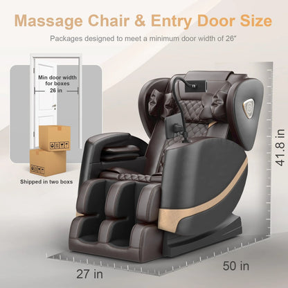 Massage Chair Full Body, Zero Gravity Massage Chair with 10 Fix Rollers, Heating, Foot Massage, Bluetooth Speaker, Touch Screen Controller, Fit Office and Home, Black