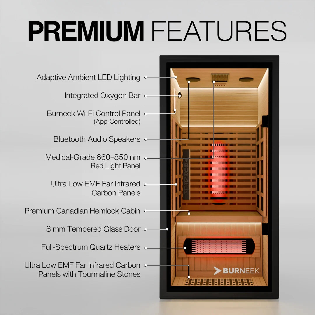 Burneek® Onyxeek: 1-Person Full-Spectrum Quartz Infrared Sauna