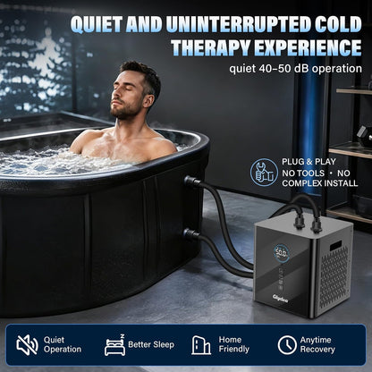 Ice Bath Chiller for Cold Plunge Tubs, 1/3HP 330W  Cold Plunge Water Chiller with Built-In Ozone Function, 24/7 Water Flow, Dual Filtration, Upgraded Hose and Pump, Large LED Color Display