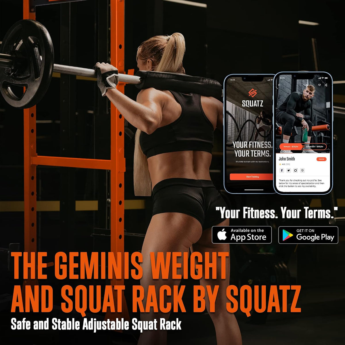 Adjustable Squat Rack Stand - Premium Barbell Rack with Safe Locking System, Landmine Attachment, Home Gym Weight Rack with Standard and Olympic Barbells, 1000 Lbs Capacity, ‎54 X 51 X 83 IN