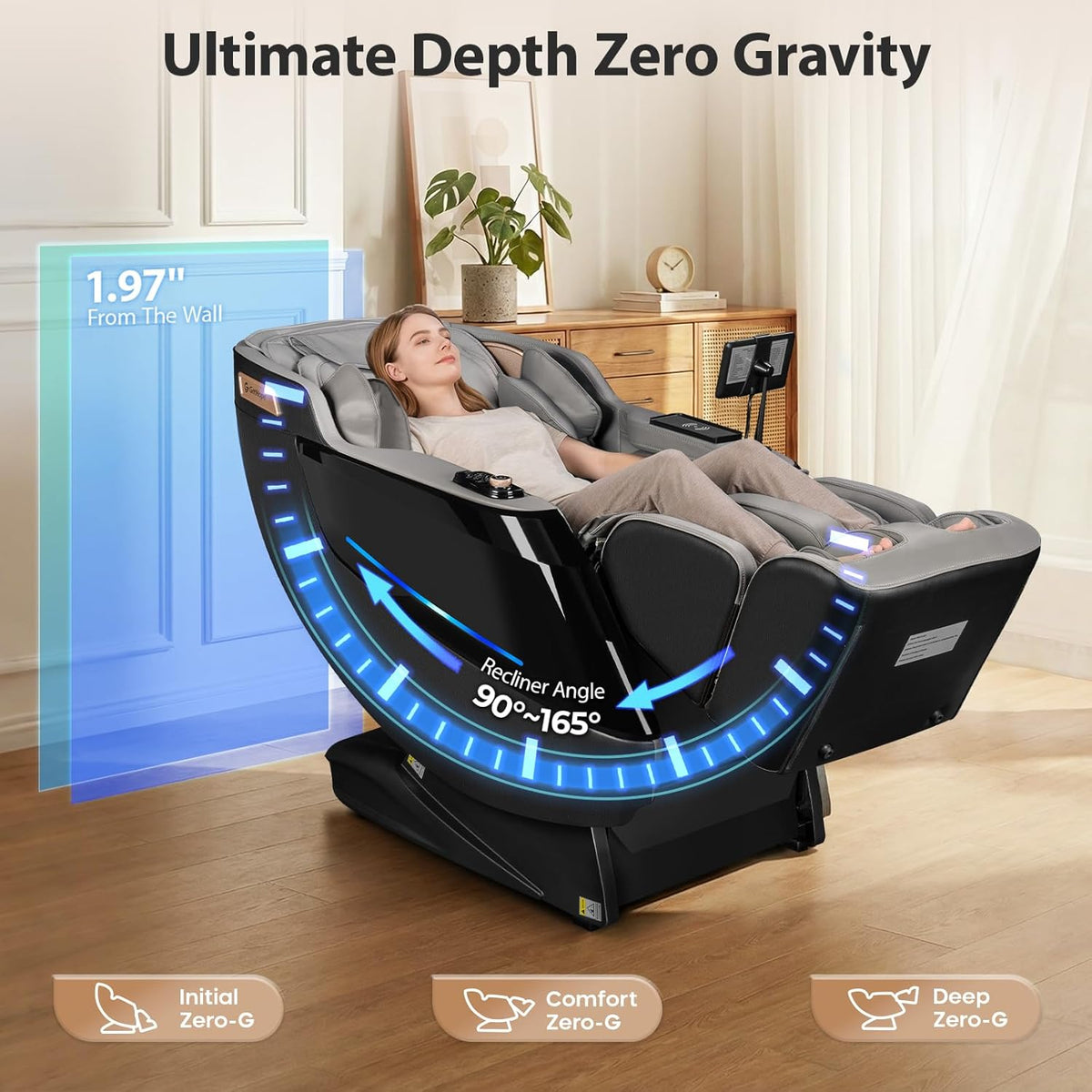 4D Massage Chair Full Body - 53.2" Ultra Long Sl-Track Massage Chair Zero Gravity Massage Recliner with Foot Roller, 10 Modes 6 Technique, 32 Airbags, 3 Core Heating, AI Voice, Yoga Stretch