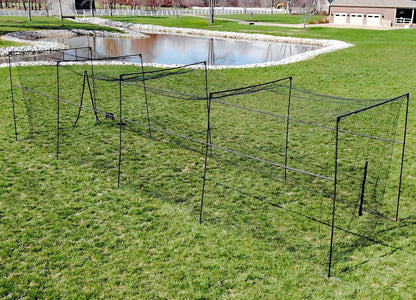 Baseball/Softball Batting Cage 40 Ft - Black Steel Metal Frame with 60-Ply Net | Net Includes 7 Ft Entrance Door and 4 Ft Pitching Machine Hole
