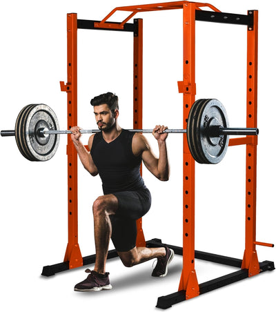 Adjustable Squat Rack Stand - Premium Barbell Rack with Safe Locking System, Landmine Attachment, Home Gym Weight Rack with Standard and Olympic Barbells, 1000 Lbs Capacity, ‎54 X 51 X 83 IN