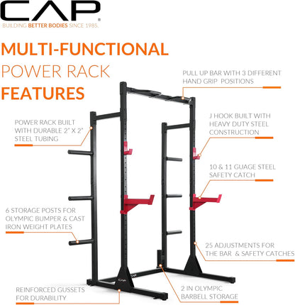 Barbell Power Rack with Pull up Bar & Attachments - Multiple Colors