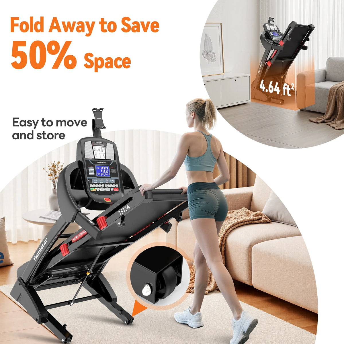 5.1HP Folding Treadmill for Home with 20% Auto Incline, 300-400 LB Capacity, Portable Foldable Treadmill, FREE APP Control, Adjustable Tablet Holder,12Mph Speed,71 Programs,Knee Straps Gift
