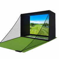 Golf Simulator Enclosure Built for Indoor Practice, 10x8Ft HD Impact Screen, EPE Foam Frame, Safety Nets