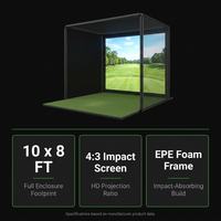 Golf Simulator Enclosure Net 10X8Ft Golf Practice Simulator with HD Impact Screen Kit & Sturdy EPE Foam-Filled Frame Golfs Cage Net with Safety Side Nets for Home Indoor Setup — Results & Stats