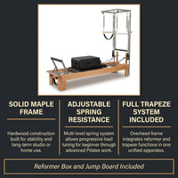 Pilates Reformer Kit, Deluxe Premium Maple Machine with Reformer Box, Jump Board & Adjustable Resistance, Smooth Glide for Home or Studio — Results & Stats