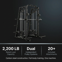 Smith Machine Home Gym, 2200LB Power Cage with Dual Pulley Cable Systems, LAT Pull-Down, Leg Hold-Down & 20+ Attachments for Full Body Workouts — Results & Stats