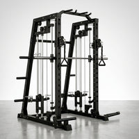 Smith Machine Home Gym, 2200LB Power Cage with Dual Pulley Cable Systems, LAT Pull-Down, Leg Hold-Down & 20+ Attachments for Full Body Workouts — Studio Shot