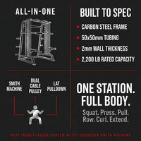 Smith Machine Home Gym All-In-1, 2200LBS Power Cage with Dual Cable Pulley Systems, LAT Pull-Down & Leg Hold-Down | Complete Strength Training Equipment for Full Body Workouts — Results & Stats