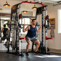 Smith Machine Home Gym All-In-1, 2200LBS Power Cage with Dual Cable Pulley Systems, LAT Pull-Down & Leg Hold-Down | Complete Strength Training Equipment for Full Body Workouts — Lifestyle