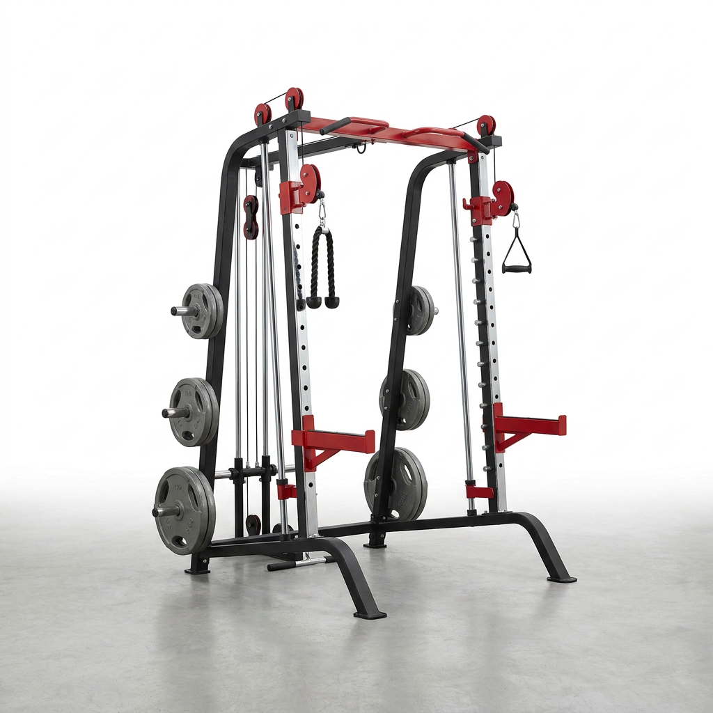 Smith Machine Home Gym Built for Complete Strength Training, 2200LBS Capacity, Dual Cable Pulley Systems, LAT Pull-Down — Studio Shot