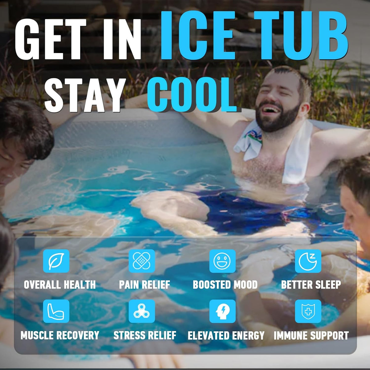Inflatable Octagonal Ice Bath Tub for Groups, Party Cold Plunge Tub with Insulated Lid, Water Chiller Compatibility, EVA Groundsheet, Backpack, 660 Gallon, 78.74" L X 78.74" W X 27.56" H