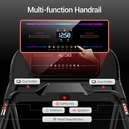 Fitness Treadmill with 0%/20% Auto/Manual Incline, Treadmills for Home Folding with Pulse Sensors, 300/350/400LBS Capacity, Max 4.0HP Quiet Brushless & 8/8.7/9.5MPH
