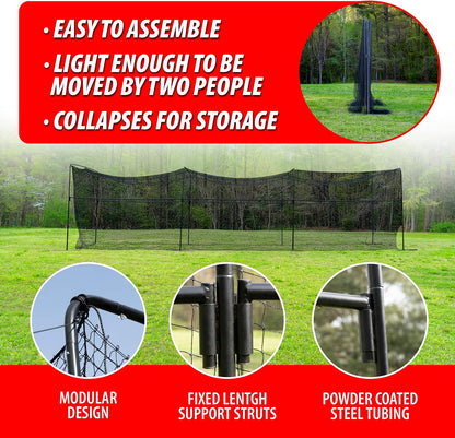 40 Foot Collapsable Batting Cage, Perfect Baseball Batting Cage, Softball Batting Cage, Complete Package with Frame and Netting. Freestanding Portable Batting Cage for Backyard