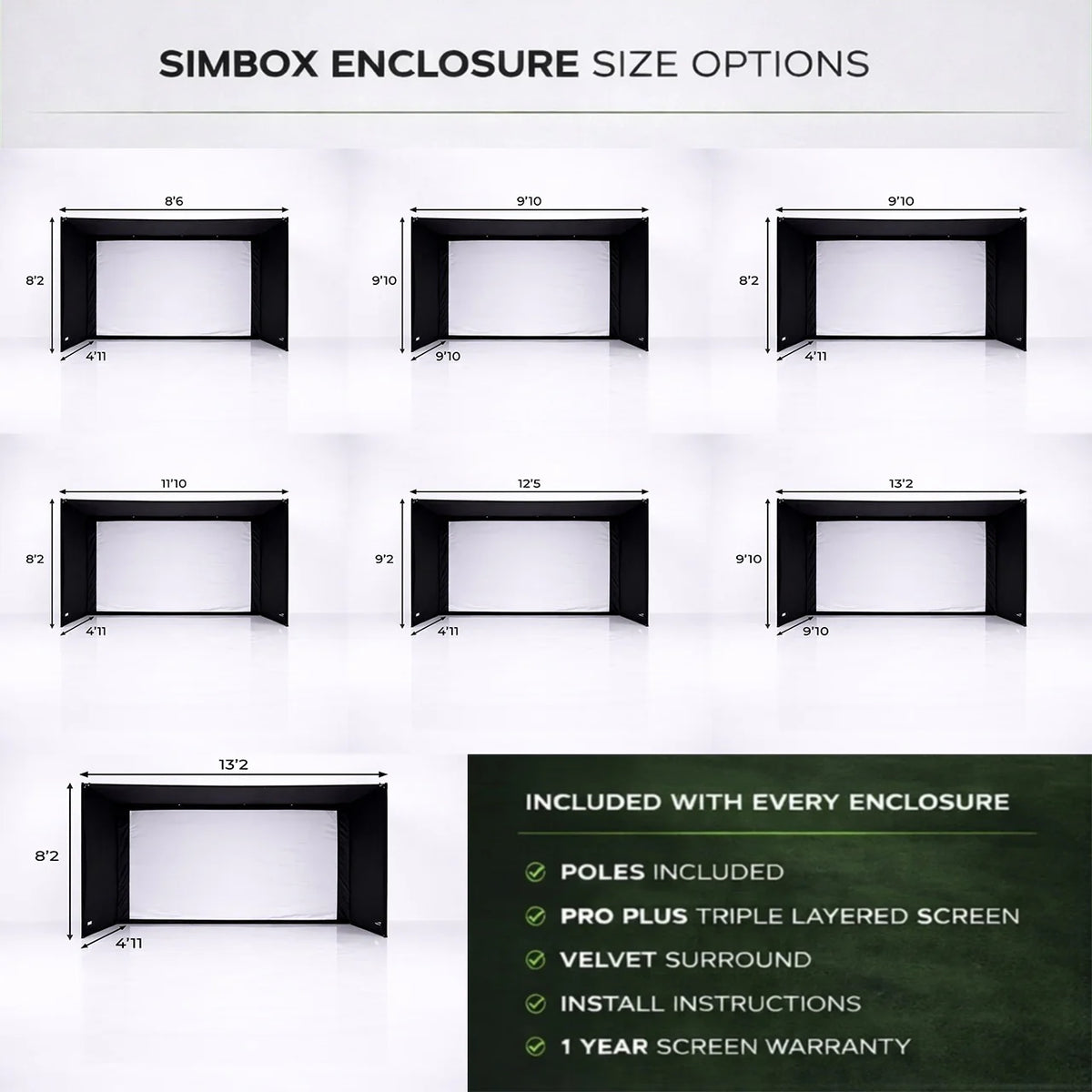 Simbox Golf Simulator Enclosure - 7 Sizes Available