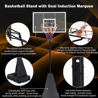 8-10 Ft. Adjustable Height Portable Basketball Hoop Basketball System with Basketball Hoop and Wheels