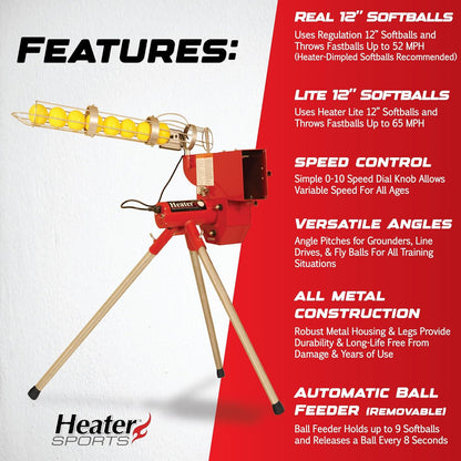 Sports Softball Pitching Machine with 9 Ball Automatic Feeder