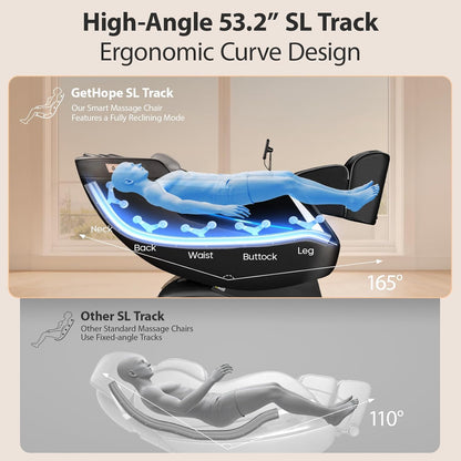 4D Massage Chair Full Body - 53.2" Ultra Long Sl-Track Massage Chair Zero Gravity Massage Recliner with Foot Roller, 10 Modes 6 Technique, 32 Airbags, 3 Core Heating, AI Voice, Yoga Stretch