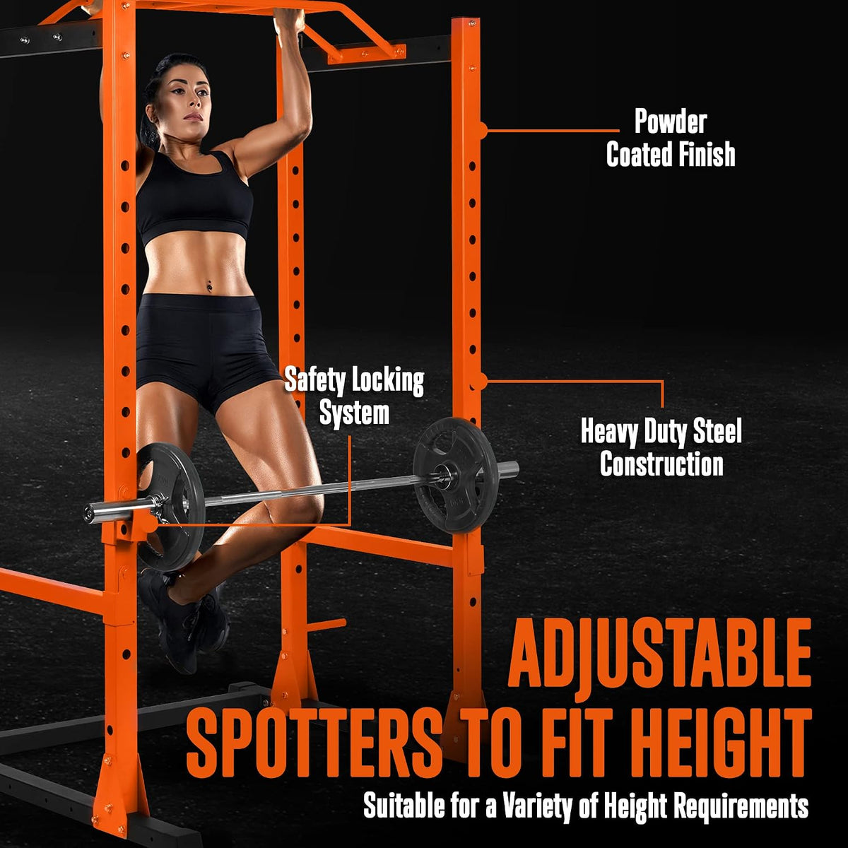 Adjustable Squat Rack Stand - Premium Barbell Rack with Safe Locking System, Landmine Attachment, Home Gym Weight Rack with Standard and Olympic Barbells, 1000 Lbs Capacity, ‎54 X 51 X 83 IN