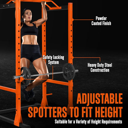 Adjustable Squat Rack Stand - Premium Barbell Rack with Safe Locking System, Landmine Attachment, Home Gym Weight Rack with Standard and Olympic Barbells, 1000 Lbs Capacity, ‎54 X 51 X 83 IN